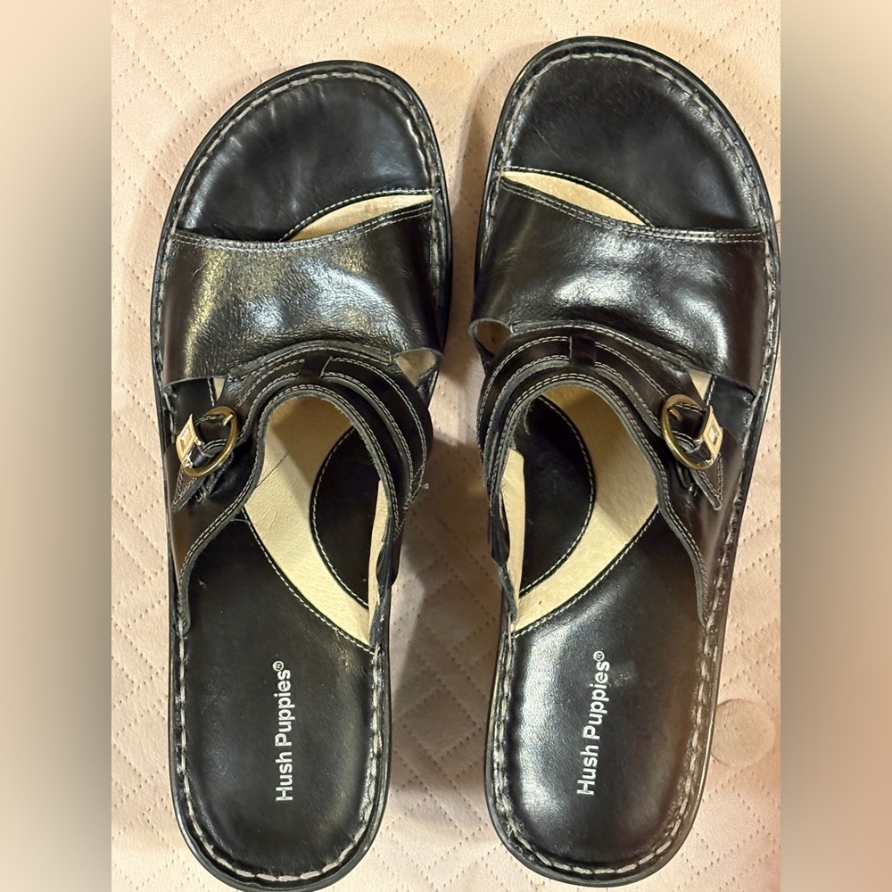 Hush Puppies Black Leather Mules size 11M